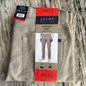 Jachs New York Men’s Straight Fit Flex Waistband 5-Pocket Pants, Size 34x32